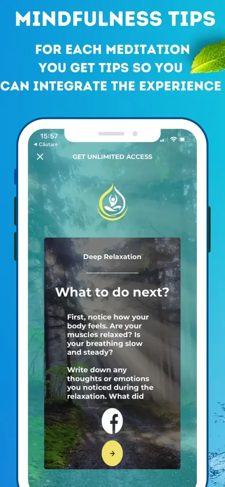 MindTastik app screen: Tips after each session