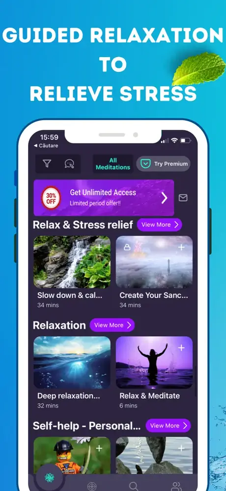 MindTastik app screen: Guided relaxation