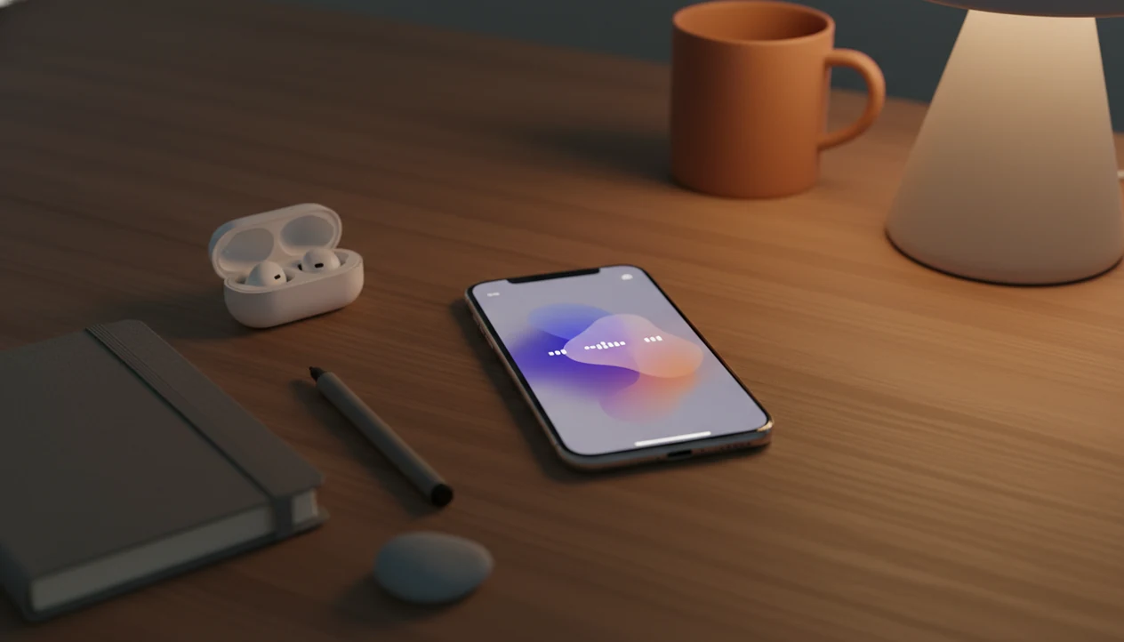 A phone, phone on the nightstand with sleep audio ready.
