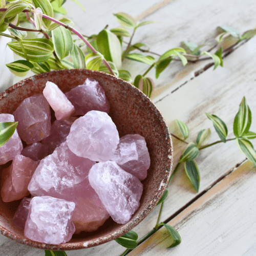 rose quartz raw form ethereal quality and positive vibes