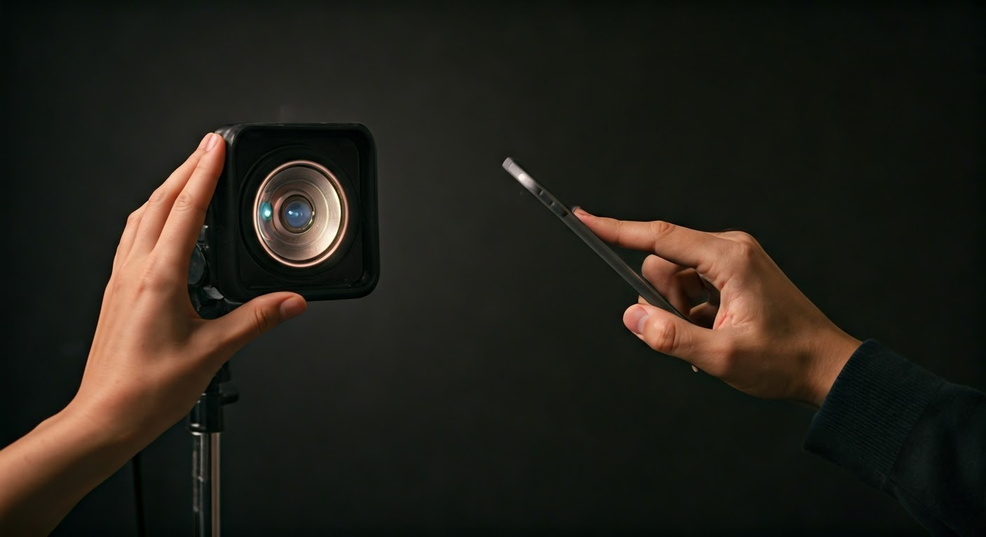 Close-up of hands using Google Lens Translate