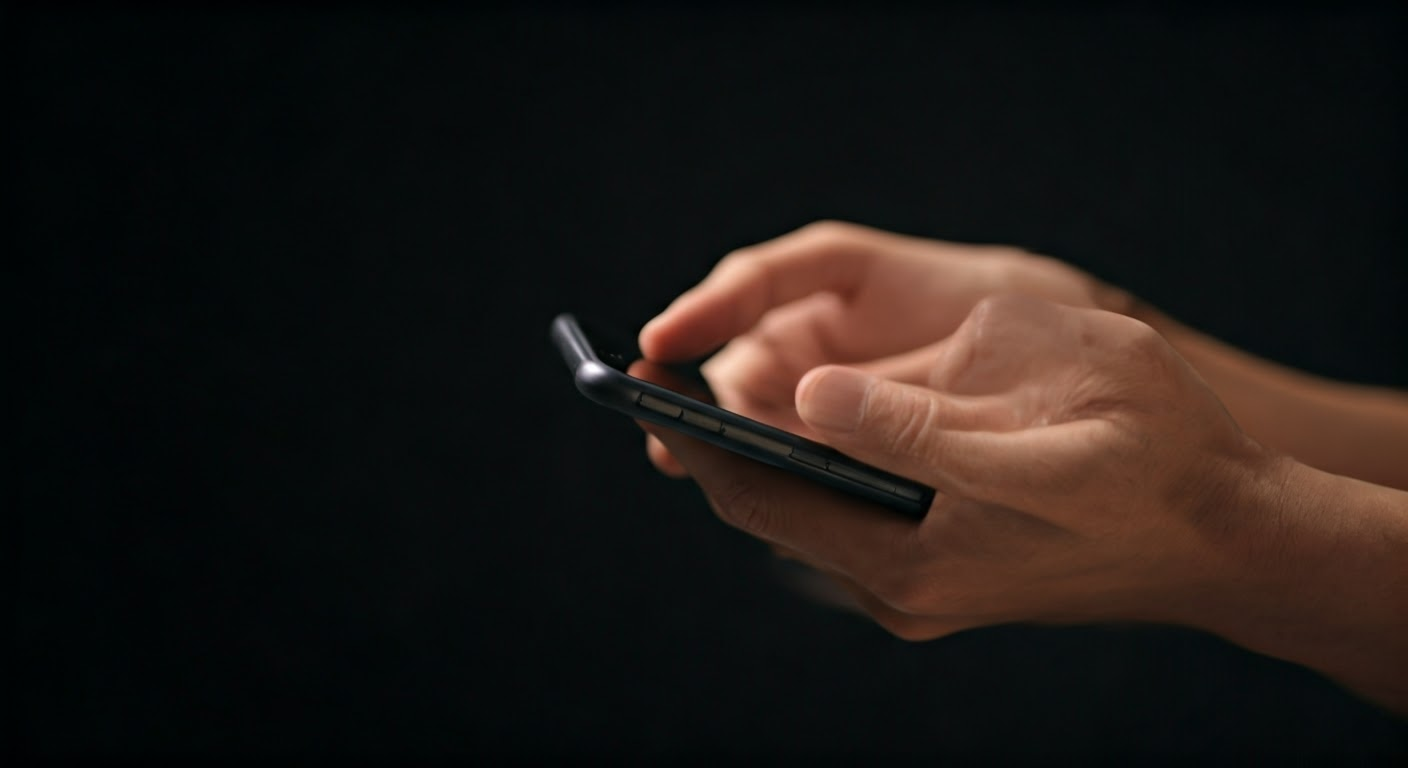Detailed view of hands using app interface