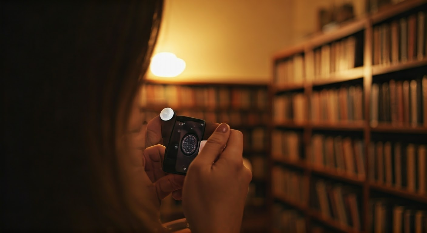 User interacting with Google Lens in a library setting
